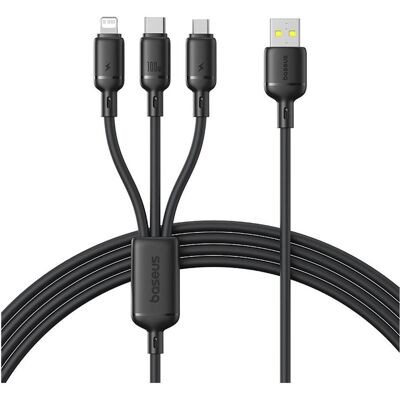 Baseus Rapid Series 3-in-1 USB-A 100W 1.5m, Schwarz (1.50 m, USB 2.0, 100 W), USB Kabel Baseus Rapid Series 3-in-1 USB-A 100W 1.5m, Schwarz (1.50 m, USB 2.0, 100 W), USB Kabel
