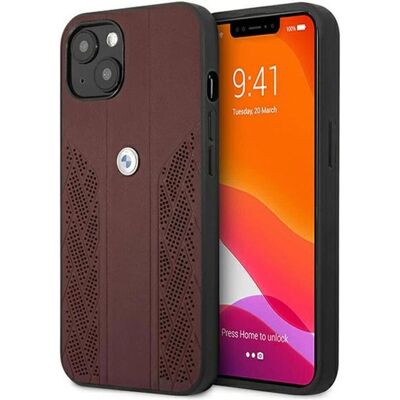 BMW Leder Curve Perforate Hülle für iPhone 13 Rot BMW Leder Curve Perforate Hülle für iPhone 13 Rot