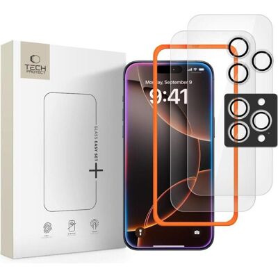 Tech-Protect Easy Set+ 3er-Pack Panzerglas für iPhone 16 Pro / 17 Pro - transparent (3 Stk., Apple iPhone 16 Pro, Apple iPhone 17 Pro), Smartphone Schutzfolie, Transparent Tech-Protect Easy Set+ 3er-Pack Panzerglas für iPhone 16 Pro / 17 Pro - transparent (3 Stk., Apple iPhone 16 Pro, Apple iPhone 17 Pro), Smartphone Schutzfolie, Transparent