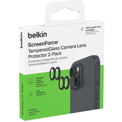 Belkin 1x2 Kameralinsenschutz TempGlass iPhone 15/15 Plus (2 Stk., Apple iPhone 15, Apple iPhone 15 Plus), Smartphone Schutzfolie, Transparent, Grau, Schwarz Belkin 1x2 Kameralinsenschutz TempGlass iPhone 15/15 Plus (2 Stk., Apple iPhone 15, Apple iPhone 15 Plus), Smartphone Schutzfolie, Transparent, Grau, Schwarz