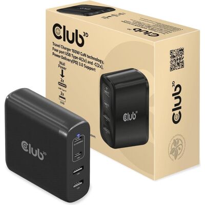 Club 3D Ladegerät 2xUSB Typ C, 2xUSB Typ A, PD 100W retail (100 W, 4 Ports), USB Ladegerät, Schwarz Club 3D Ladegerät 2xUSB Typ C, 2xUSB Typ A, PD 100W retail (100 W, 4 Ports), USB Ladegerät, Schwarz