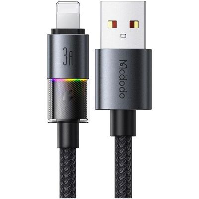 Mcdodo - Data Cable (CA-8170) - with Colorful Lights, USB-A to Lightning, 3A, 1.2m - Black (1.20 m), USB Kabel Mcdodo - Data Cable (CA-8170) - with Colorful Lights, USB-A to Lightning, 3A, 1.2m - Black (1.20 m), USB Kabel