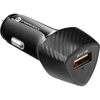 Forcell USB 18W + Quick Charge Autoladegerät, Auto Adapter, Schwarz Forcell USB 18W + Quick Charge Autoladegerät, Auto Adapter, Schwarz