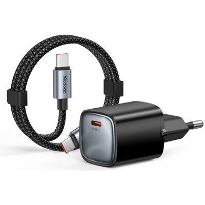 Mcdodo - Wall Charger Nano Series (CH-4433) - with Type-C Cable Included 1.2m, 45W, USB-C - Black (45 W), USB Ladegerät, Schwarz Mcdodo - Wall Charger Nano Series (CH-4433) - with Type-C Cable Included 1.2m, 45W, USB-C - Black (45 W), USB Ladegerät, Schwarz
