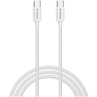 Verbatim Kable Sync & Charge USC-C do C essentials 3 m 100W biały 32409 (3 m, USB 2.0, 100 W), USB Kabel Verbatim Kable Sync & Charge USC-C do C essentials 3 m 100W biały 32409 (3 m, USB 2.0, 100 W), USB Kabel