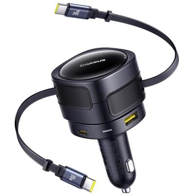 Baseus Enjoyment Max Car Charger C+C Cables & U+C Ports 90W Cosmic Black, Auto Adapter, Schwarz Baseus Enjoyment Max Car Charger C+C Cables & U+C Ports 90W Cosmic Black, Auto Adapter, Schwarz
