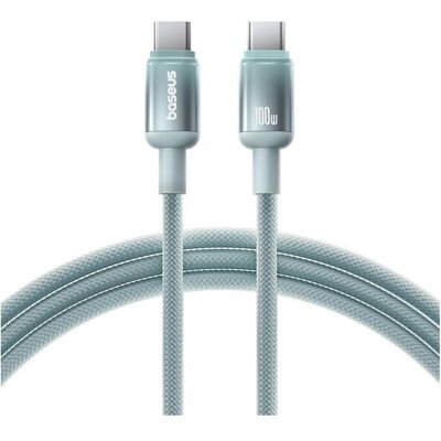 Baseus - Data Cable Discolor (E0420701) - USB-C to USB-C, 100W, 480Mbps, 2m - Blue/Green (2 m, 100 W), USB Kabel Baseus - Data Cable Discolor (E0420701) - USB-C to USB-C, 100W, 480Mbps, 2m - Blue/Green (2 m, 100 W), USB Kabel