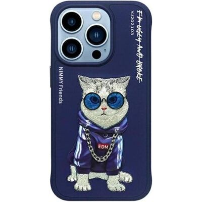 Audi Nimmy case iPhone 15 Pro 6.1" blue Glasses Cool Cat (Apple iPhone 15 Pro), Smartphone Hülle, Blau Audi Nimmy case iPhone 15 Pro 6.1" blue Glasses Cool Cat (Apple iPhone 15 Pro), Smartphone Hülle, Blau