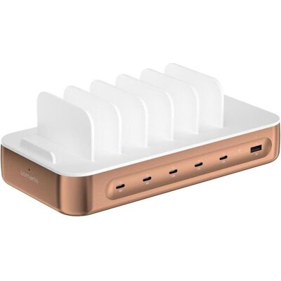 4smarts Ladestation Team (100 W, 6 Ports), USB Ladegerät, Kupfer, Weiss 4smarts Ladestation Team (100 W, 6 Ports), USB Ladegerät, Kupfer, Weiss
