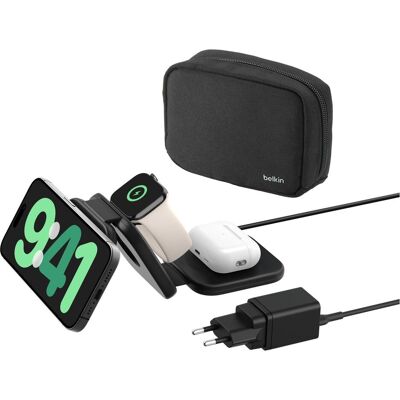 Belkin BoostCharge Pro 3-in-1 Qi2 Ladestation (36 W), Wireless Charger, Schwarz Belkin BoostCharge Pro 3-in-1 Qi2 Ladestation (36 W), Wireless Charger, Schwarz