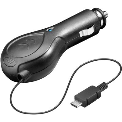 Goobay Nabíjecí zdroj s navíjecím kabelem Micro USB / Autonabíječka / Micro USB / 0,8 A, Auto Adapter, Schwarz Goobay Nabíjecí zdroj s navíjecím kabelem Micro USB / Autonabíječka / Micro USB / 0,8 A, Auto Adapter, Schwarz