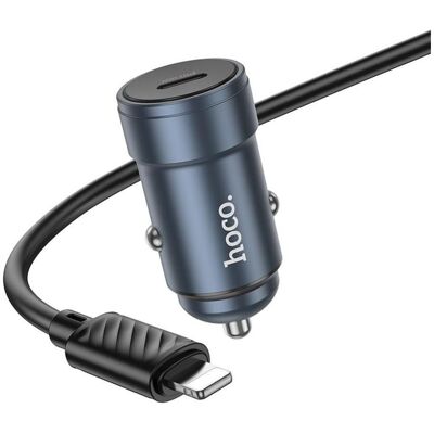 Hoco Auto charger Car charger USB C QC3.0 PD 30W + cable USB C to Lightning Z57 metal gray, Auto Adapter, Grau Hoco Auto charger Car charger USB C QC3.0 PD 30W + cable USB C to Lightning Z57 metal gray, Auto Adapter, Grau