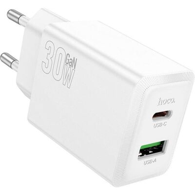 Hoco Adapter Phone charger USB A + USB C QC3.0 PD AFC 3A 30W N71 white (30 W, 2 Ports), USB Ladegerät, Weiss Hoco Adapter Phone charger USB A + USB C QC3.0 PD AFC 3A 30W N71 white (30 W, 2 Ports), USB Ladegerät, Weiss