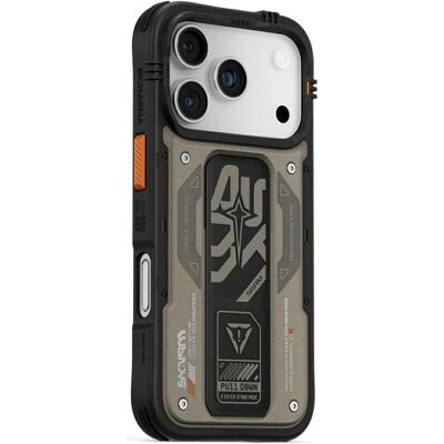 Skinarma Etui Aegis do iPhone 17 Pro Magnetic Charging + Grip Stand szary (Apple iPhone 17 Pro), Smartphone Hülle, Grau Skinarma Etui Aegis do iPhone 17 Pro Magnetic Charging + Grip Stand szary (Apple iPhone 17 Pro), Smartphone Hülle, Grau