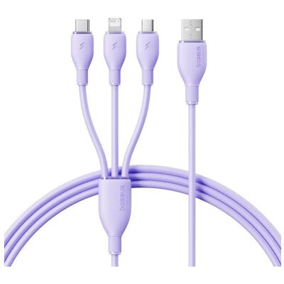 Baseus Ultra-Fast One-for-Three Schnellladekabel USB-A zu M+L+C 3.5A 1.3m Nebula Purple (1.30 m), USB Kabel Baseus Ultra-Fast One-for-Three Schnellladekabel USB-A zu M+L+C 3.5A 1.3m Nebula Purple (1.30 m), USB Kabel
