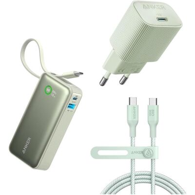 Anker Bio Bundel-Ankern-Nano-Powerbank-10.000 mit integriertem USB-C-Kabel 30W + (10000 mAh, 37 Wh), Powerbank, Grau Anker Bio Bundel-Ankern-Nano-Powerbank-10.000 mit integriertem USB-C-Kabel 30W + (10000 mAh, 37 Wh), Powerbank, Grau