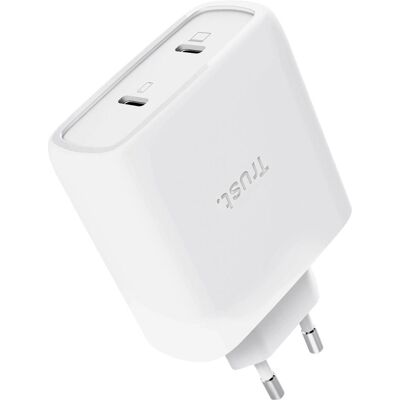 Trust MAXO 65W 2P USB-C GAN CHARGER W (65 W, 2 Ports), USB Ladegerät, Weiss Trust MAXO 65W 2P USB-C GAN CHARGER W (65 W, 2 Ports), USB Ladegerät, Weiss
