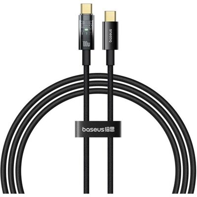 Baseus USB-C to USB-C Cable Explorer, 100W, 5A, 1m, Black (1 m, 100 W), USB Kabel Baseus USB-C to USB-C Cable Explorer, 100W, 5A, 1m, Black (1 m, 100 W), USB Kabel