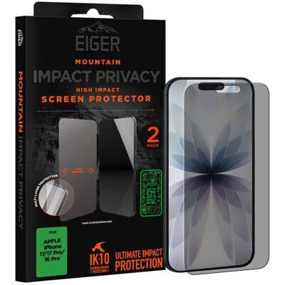 Eiger Display-Folie (2er-Pack) Mountain Impact Privacy (2 Stk., Apple iPhone 16 Pro, Apple iPhone 17, Apple iPhone 17 Pro), Smartphone Schutzfolie, Transparent Eiger Display-Folie (2er-Pack) Mountain Impact Privacy (2 Stk., Apple iPhone 16 Pro, Apple iPhone 17, Apple iPhone 17 Pro), Smartphone Schutzfolie, Transparent