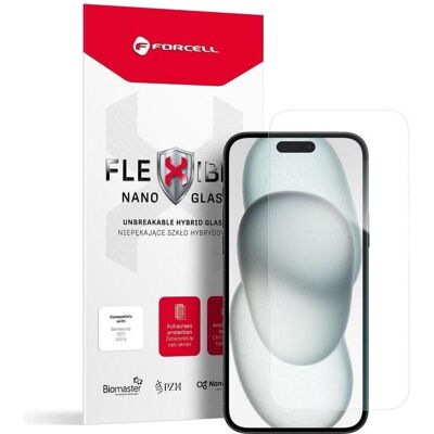 Forcell Protective film Flexible Nano Glass for Iphone 15 (1 Stk., Apple iPhone 15), Smartphone Schutzfolie, Transparent Forcell Protective film Flexible Nano Glass for Iphone 15 (1 Stk., Apple iPhone 15), Smartphone Schutzfolie, Transparent