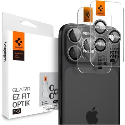Spigen Glass tR EZ Fit Optik Pro 2 Pack (2 Stk., Apple iPhone 17 Pro), Smartphone Schutzfolie, Grau Spigen Glass tR EZ Fit Optik Pro 2 Pack (2 Stk., Apple iPhone 17 Pro), Smartphone Schutzfolie, Grau