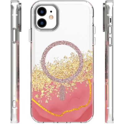 OEM Epoxy Mag case for iPhone 11 pink (Apple iPhone 11), Smartphone Hülle, Pink, Gold, Transparent OEM Epoxy Mag case for iPhone 11 pink (Apple iPhone 11), Smartphone Hülle, Pink, Gold, Transparent