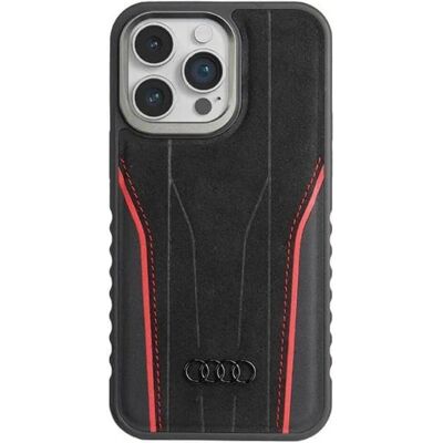 Audi Genuine Leather MagSafe iPhone 15 Pro Max 6.7" czarno-czerwony/black-red hardcase AU-TPUPCMIP15 (Apple iPhone 15 Pro Max), Smartphone Hülle, Schwarz, Rot Audi Genuine Leather MagSafe iPhone 15 Pro Max 6.7" czarno-czerwony/black-red hardcase AU-TPUPCMIP15 (Apple iPhone 15 Pro Max), Smartphone Hülle, Schwarz, Rot