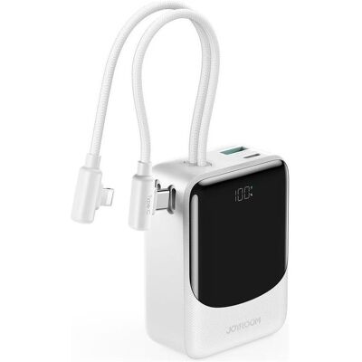 Joyroom Joyroom JR-PC1 22.5W mini power bank 10000mAh with USB-C/Lightning cables - white (10000 mAh, 22.50 W), Powerbank, Weiss Joyroom Joyroom JR-PC1 22.5W mini power bank 10000mAh with USB-C/Lightning cables - white (10000 mAh, 22.50 W), Powerbank, Weiss
