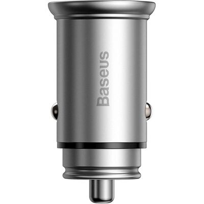 Baseus - Car Charger Circular Metal (CCALL-BS0S) - Type-C, USB, PPS 30W, Multi Protocol - Silver, Auto Adapter, Silber Baseus - Car Charger Circular Metal (CCALL-BS0S) - Type-C, USB, PPS 30W, Multi Protocol - Silver, Auto Adapter, Silber