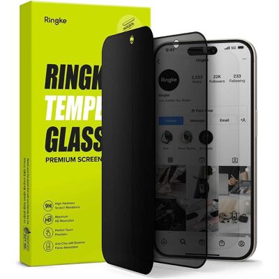 Ringke Screen Protector for iPhone 15 Pro PRIVACY TEMPERED GLASS w installation Jig (Apple iPhone 15 Pro), Smartphone Schutzfolie, Transparent Ringke Screen Protector for iPhone 15 Pro PRIVACY TEMPERED GLASS w installation Jig (Apple iPhone 15 Pro), Smartphone Schutzfolie, Transparent
