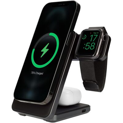 Mobiparts Foldable Wireless 3 in 1 Charger 15W Triangle Aluminum (15 W), Wireless Charger, Schwarz Mobiparts Foldable Wireless 3 in 1 Charger 15W Triangle Aluminum (15 W), Wireless Charger, Schwarz