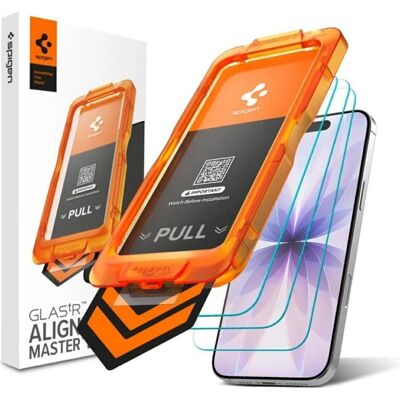 Spigen Glas.tR Align Master Slim (3 pack) (3 Stk., Apple iPhone 17 Pro), Smartphone Schutzfolie, Transparent Spigen Glas.tR Align Master Slim (3 pack) (3 Stk., Apple iPhone 17 Pro), Smartphone Schutzfolie, Transparent