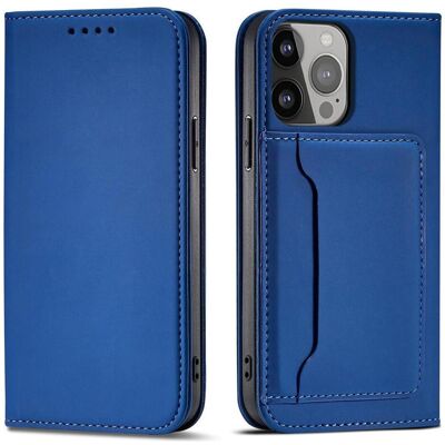 Hurtel Magnet Card Case Hülle für iPhone 14 Plus Flip Cover Wallet Stand blau (Apple iPhone 14 Plus), Smartphone Hülle, Blau Hurtel Magnet Card Case Hülle für iPhone 14 Plus Flip Cover Wallet Stand blau (Apple iPhone 14 Plus), Smartphone Hülle, Blau