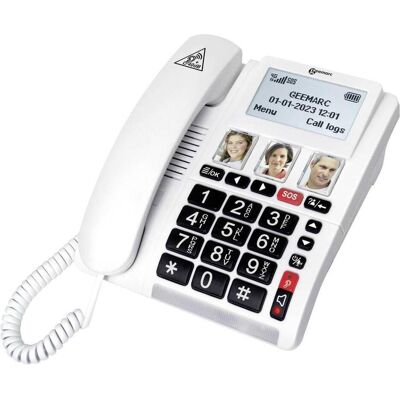 Geemarc CL9000 - 4G Schnurgebundenes Notruftelefon mit Notrufarmband, Telefon, Weiss Geemarc CL9000 - 4G Schnurgebundenes Notruftelefon mit Notrufarmband, Telefon, Weiss