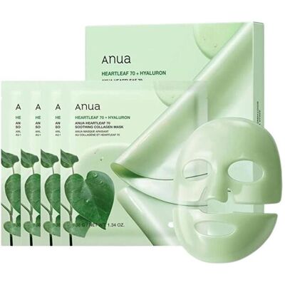 Anua, Gesichtsmaske, Heartleaf 70 Soothing Collagen Mask 4 Pack (38 ml) Anua, Gesichtsmaske, Heartleaf 70 Soothing Collagen Mask 4 Pack (38 ml)