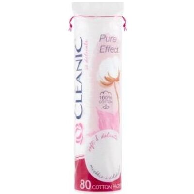 Cleanic, Wattepads, Sauberer purer Effekt runde Baumwollabstriche, 80 Stücke (80x) Cleanic, Wattepads, Sauberer purer Effekt runde Baumwollabstriche, 80 Stücke (80x)