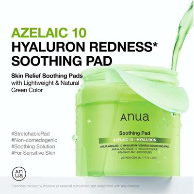 Anua, Gesichtsmaske, Azelaic 10 Hyaluron Redness Soothing Pad for Troubled Skin & Spot Care (230 ml) Anua, Gesichtsmaske, Azelaic 10 Hyaluron Redness Soothing Pad for Troubled Skin & Spot Care (230 ml)