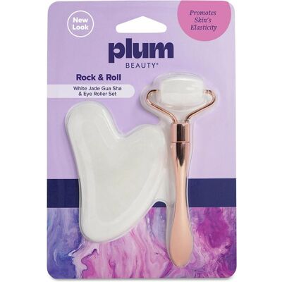 Plum Beauty, Gesichtspflegegerät, Set aus Massageroller und Gua Sha Rock & Roll Plum Beauty, Gesichtspflegegerät, Set aus Massageroller und Gua Sha Rock & Roll