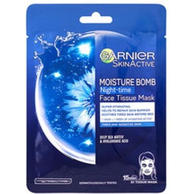Garnier, Gesichtsmaske, - Moisture Bomb Night-Time Face Tissue Mask - Moisturizing Regenerative Night Textile Mask (25 g) Garnier, Gesichtsmaske, - Moisture Bomb Night-Time Face Tissue Mask - Moisturizing Regenerative Night Textile Mask (25 g)