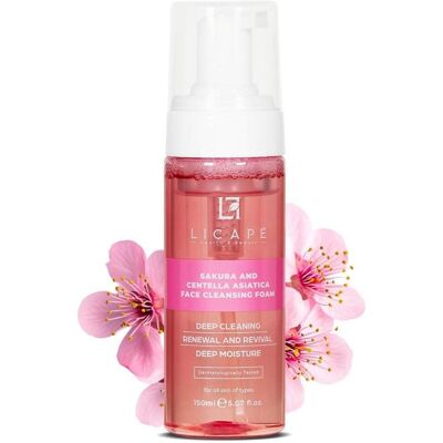 Licape, Gesichtsreinigung, Schaumreiniger 150 ml – Mit Sakura & Centella Asiatica für strahlende Haut (Reinigungsschaum, 150 ml) Licape, Gesichtsreinigung, Schaumreiniger 150 ml – Mit Sakura & Centella Asiatica für strahlende Haut (Reinigungsschaum, 150 ml)