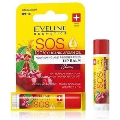 Eveline, Lippenpflege, SOS Arganöl Nährender und regenerierender Lippenbalsam SPF 10 Kirsche (Lippenbalsam, 4.50 ml) Eveline, Lippenpflege, SOS Arganöl Nährender und regenerierender Lippenbalsam SPF 10 Kirsche (Lippenbalsam, 4.50 ml)