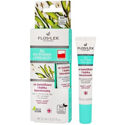 Floslek, Augenpflege, Pharma Lid & Under Eye Gel eye and eye gel with firefly and plantain 15ml (Augenpflege Gel, 15 ml, Tag + Nacht) Floslek, Augenpflege, Pharma Lid & Under Eye Gel eye and eye gel with firefly and plantain 15ml (Augenpflege Gel, 15 ml, Tag + Nacht)