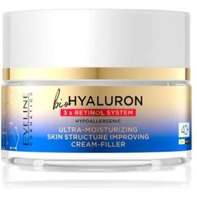 Eveline, Gesichtscreme, Bio Hyaluron 3x Retinol System Moisturising Face Cream Filler 40+ 50ml (50 ml, Tagescreme) Eveline, Gesichtscreme, Bio Hyaluron 3x Retinol System Moisturising Face Cream Filler 40+ 50ml (50 ml, Tagescreme)