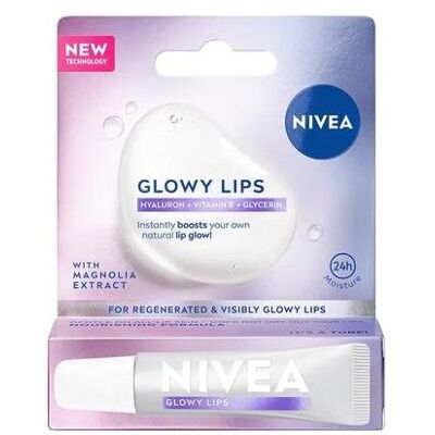 NIVEA, Lippenpflege, Glowy Lips Lip Balm With Magnolia Extract 10ml (Lippenbalsam, Lippenöl, Lippenpflege Stick, 10 ml) NIVEA, Lippenpflege, Glowy Lips Lip Balm With Magnolia Extract 10ml (Lippenbalsam, Lippenöl, Lippenpflege Stick, 10 ml)