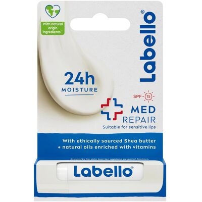 Labello Med Repair Lippenbalsam - SPF 15, 24h Feuchtigkeit, Shea & Öle Labello Med Repair Lippenbalsam - SPF 15, 24h Feuchtigkeit, Shea & Öle
