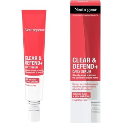 Neutrogena Clear & Defend + Tagesserum gegen Akne (30ml) Neutrogena Clear & Defend + Tagesserum gegen Akne (30ml)