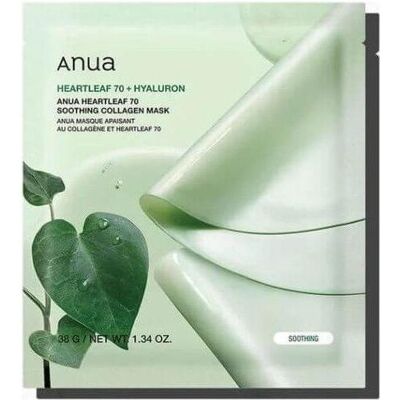 Anua, Gesichtsmaske, Heartleaf 70 Soothing Collagen Mask Overnight Face Mask for Glass Skin (28 ml) Anua, Gesichtsmaske, Heartleaf 70 Soothing Collagen Mask Overnight Face Mask for Glass Skin (28 ml)