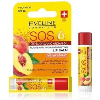 Eveline, Lippenpflege, SOS Nourishing Regenerating Balm for Dry Cracked Lips Peach SPF15 (Lippenbalsam) Eveline, Lippenpflege, SOS Nourishing Regenerating Balm for Dry Cracked Lips Peach SPF15 (Lippenbalsam)