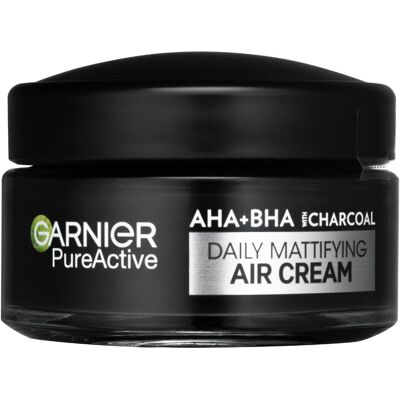 Garnier Pure Active AHA + BHA Aktivkohle Mattierende Tagescreme Garnier Pure Active AHA + BHA Aktivkohle Mattierende Tagescreme