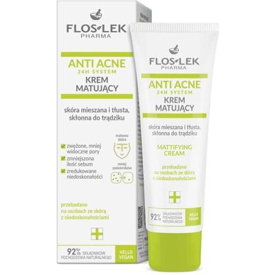 FLOSLEK FLOS-LEK ANTI ACNE 24H SYSTEM Mattierende Creme - Akneanfällige Haut FLOSLEK FLOS-LEK ANTI ACNE 24H SYSTEM Mattierende Creme - Akneanfällige Haut